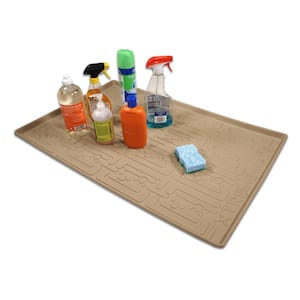 37 in. x 22 in. Beige Kitchen Depth Under Sink Cabinet Mat Drip Tray Shelf Liner