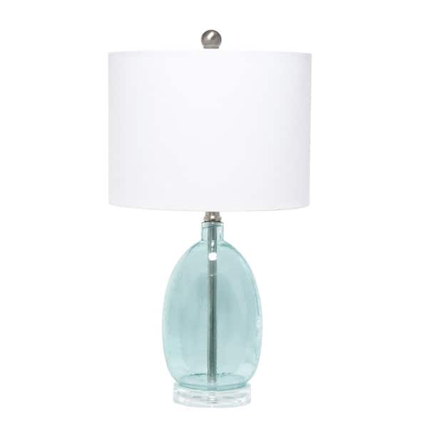 Elegant Designs 21.5 in. Clear Blue Ellipse Transparent Table Lamp