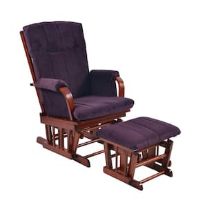 Home Deluxe Purple Microfiber Cherry Wood Glider and Ottoman set