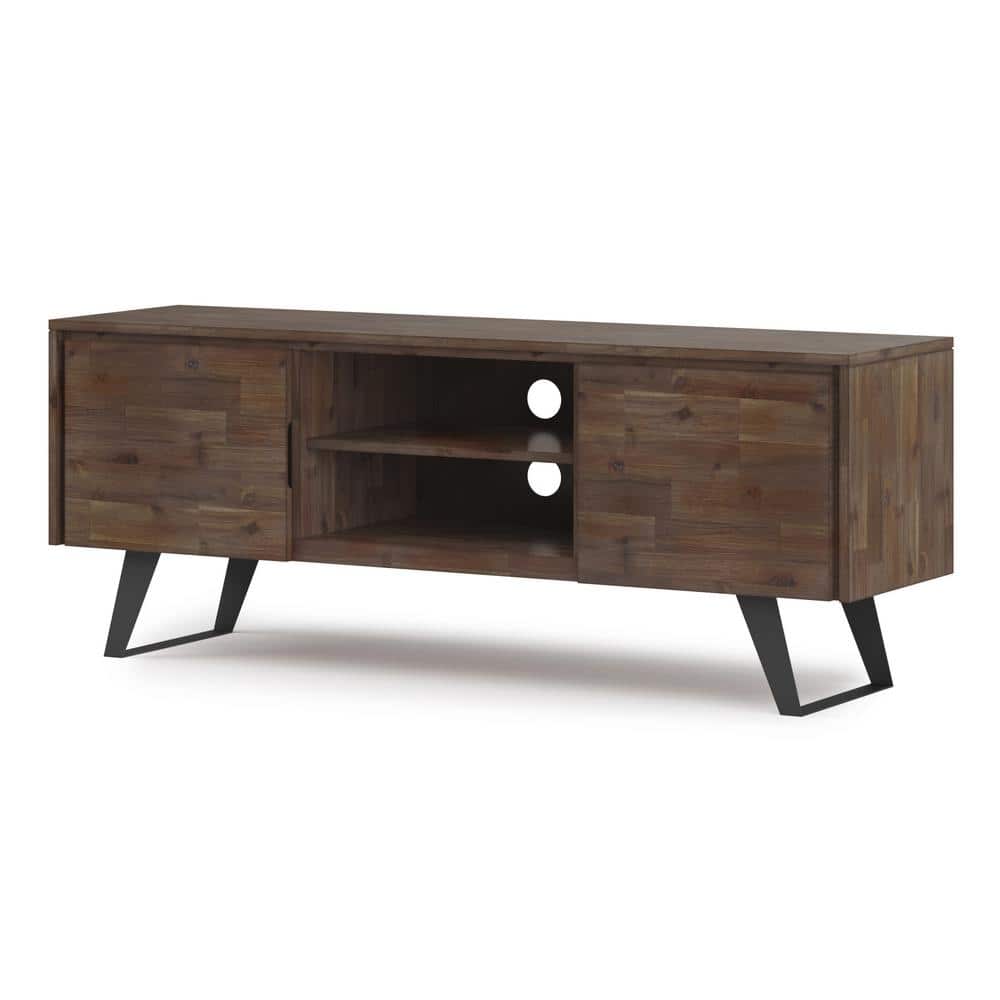 Lowry 63" Rustic Brown Acacia TV Stand with Metal Legs