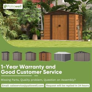 8 ft. W x 6 ft. D Wood Look Outdoor Storage Metal Shed with Sloping Roof and Lockable Sliding Door (44 sq. ft.)