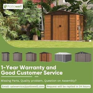 8 ft. W x 6 ft. D Wood Look Outdoor Storage Metal Shed with Sloping Roof and Lockable Sliding Door (44 sq. ft.)