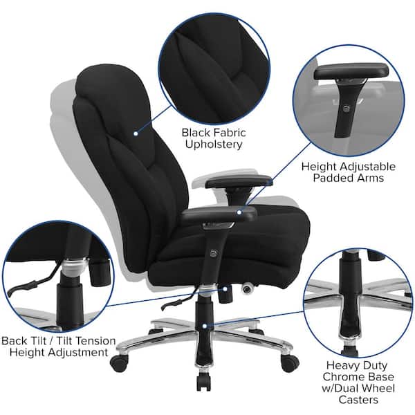Black Hercules Series 24/7 Intensive Use Swivel Office Chair with Extra Wide Seat, Ergonomic High-Back Executive Chair