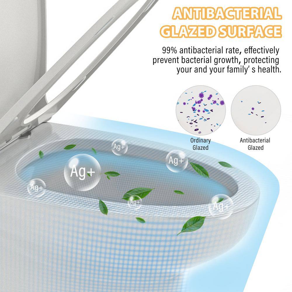 White Ceramic One-Piece Elongated Dual Flush Toilet