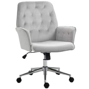 Light Grey Velvet Fabric Desk Chairs with Adjustable Height and Padded Armrests
