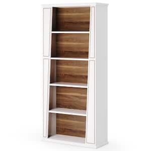 Eulas 70.8 in. Tall White Engineered Wood 5-Shelf Modern Standard Bookcase