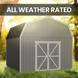 Professionally Installed All Weather High Wind 145 12 ft. W x 12 ft. Outdoor Wood Shed- Black Shingle (144 sq. ft.)