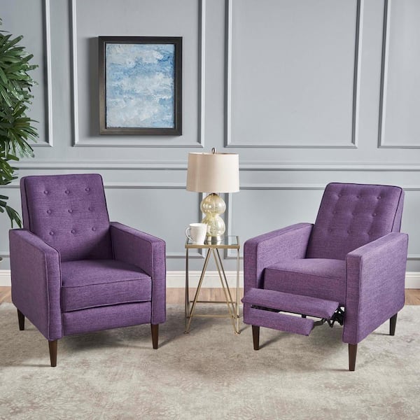 Unbranded Mervynn Muted Purple Fabric Standard (No Motion) Recliner with Tufted Cushions (Set of 2)