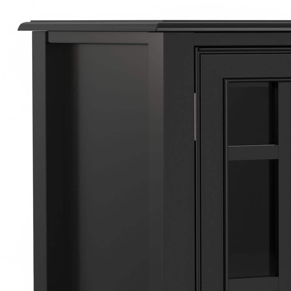 Black Solid Wood 60" Wide Storage Cabinet Buffet with Adjustable Shelving