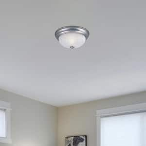 11 in. 2-Light Pewter Ceiling Light Flush Mount