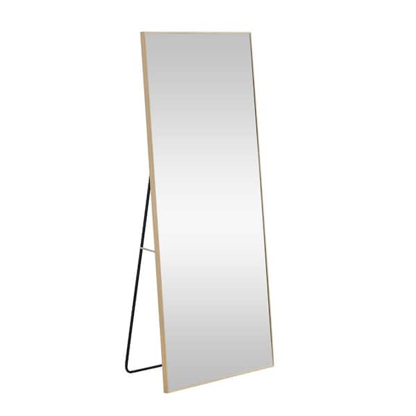 CONGE IMPORT LLC Beige 31.4 in. W x 71 in. H Rectangle Wood Full Length Mirror, Simple High-end Various usage scenarios Anti-collision