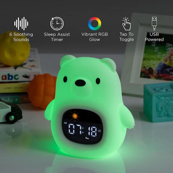 USB Operated Squishy Bear Clock with Sounds Multi-Color Integrated