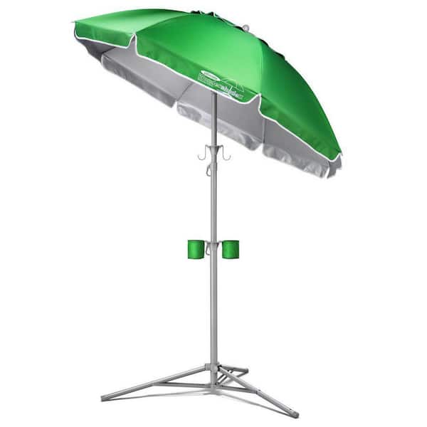 Unbranded 5 ft. Beach Umbrella Portable Sun Shade Umbrella for Instant Lightweight and Adjustable Sun Protection in Green