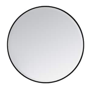 Medium Round Black Beveled Glass Modern Mirror (36 in. H x 36 in. W)
