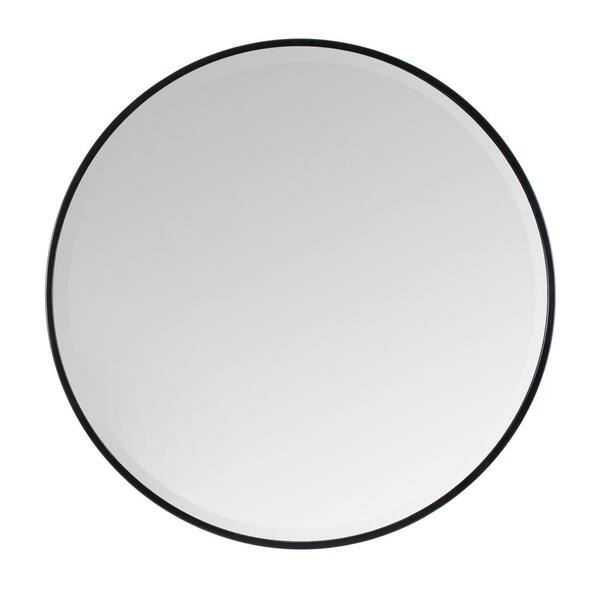 MH LONDON Medium Round Black Beveled Glass Modern Mirror (36 in. H x 36 in. W)