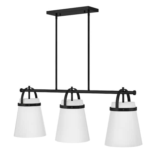 LARK Tori 3-Light Black Shaded Linear Chandelier