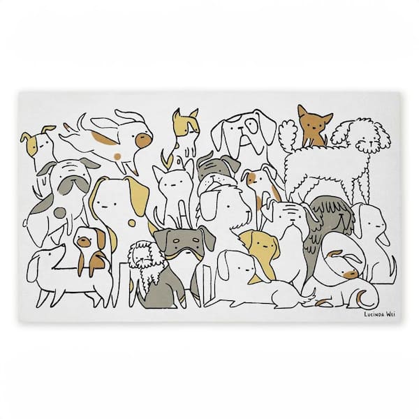 Eclectic Dog Breeds Beige 18 in. x 30 in. Polyester Non-Slip Outdoor Door Mat