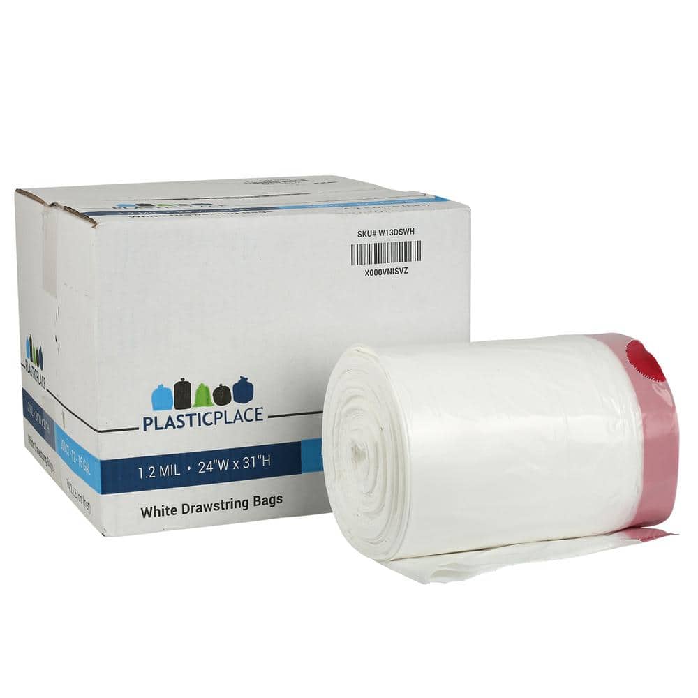 Extra Tall White Drawstring 13 Gallon Trash Bags, 200 Count