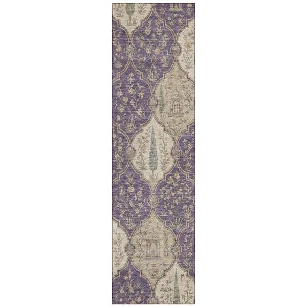 Chantille Machine Washable Indoor/Outdoor Abstract ACN3018 Plum 2 ft. x 7 ft. Runner Rug