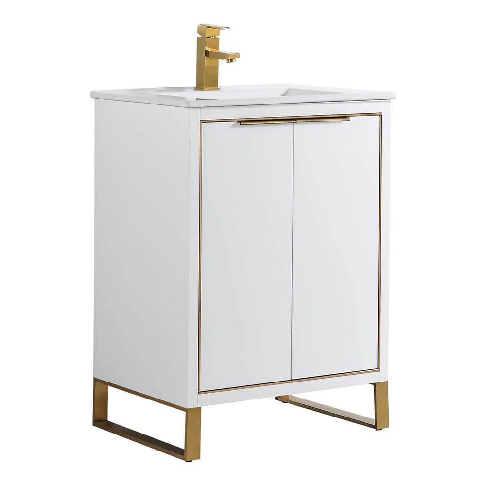 Opulence 24 in. W x 18 in. D x 33.5 in. H Bath Vanity in White Matte with White Ceramic Top price history on PriceWatchPro