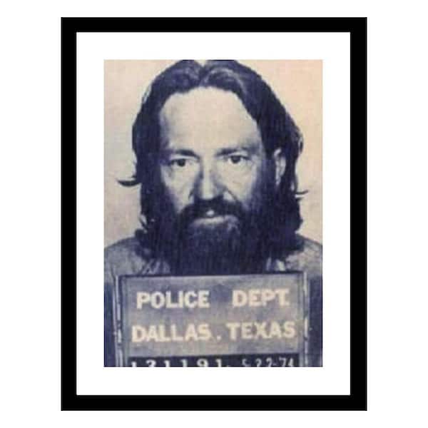 Willie Nelson 1974 Mugshot by Unknown 1-Piece Framed Graphic Print Abstract Poster Art Print 18 in. x 14 in.