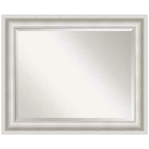 Parlor 33.5 in. x 27.5 in. Modern Rectangle Framed White Bathroom Vanity Mirror