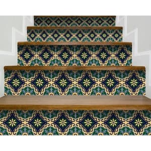 Agean Blue and Green 4 in. x 4 in. Vinyl Peel and Stick Tile (2.64 sq.ft./pack)
