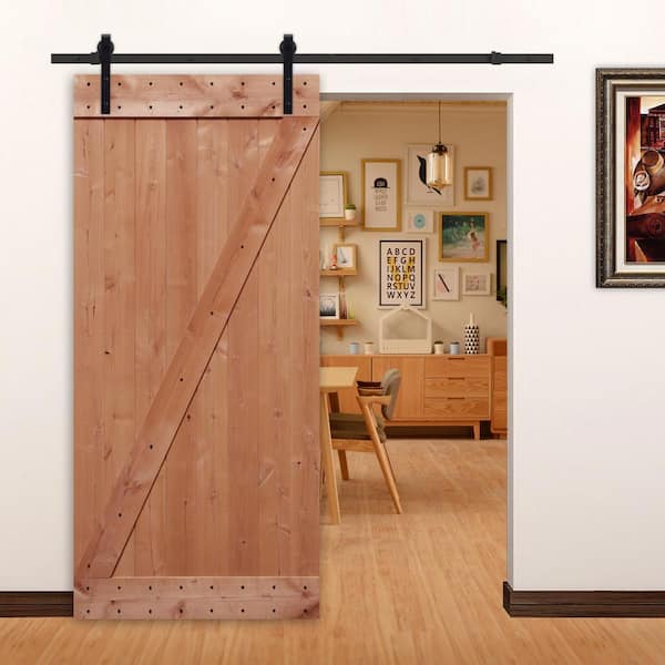 38 in. x 84 in. Ready-to-Assemble Z-Brace Hardwood Knotty Alder Interior Barn Door Slab