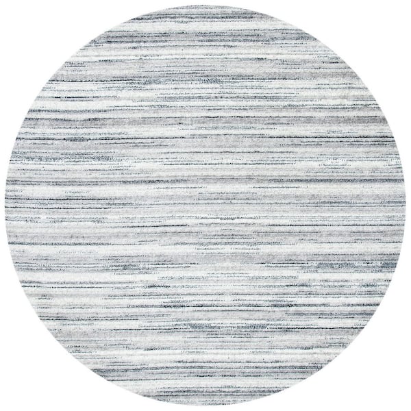 Skyler 7 ft. x 7 ft. Ivory/Gray Striped Marle Round Area Rug