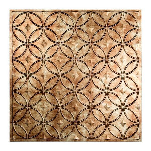 Fasade Rings 2 ft. x 2 ft. Vinyl Lay-In Ceiling Tile in Bermuda Bronze