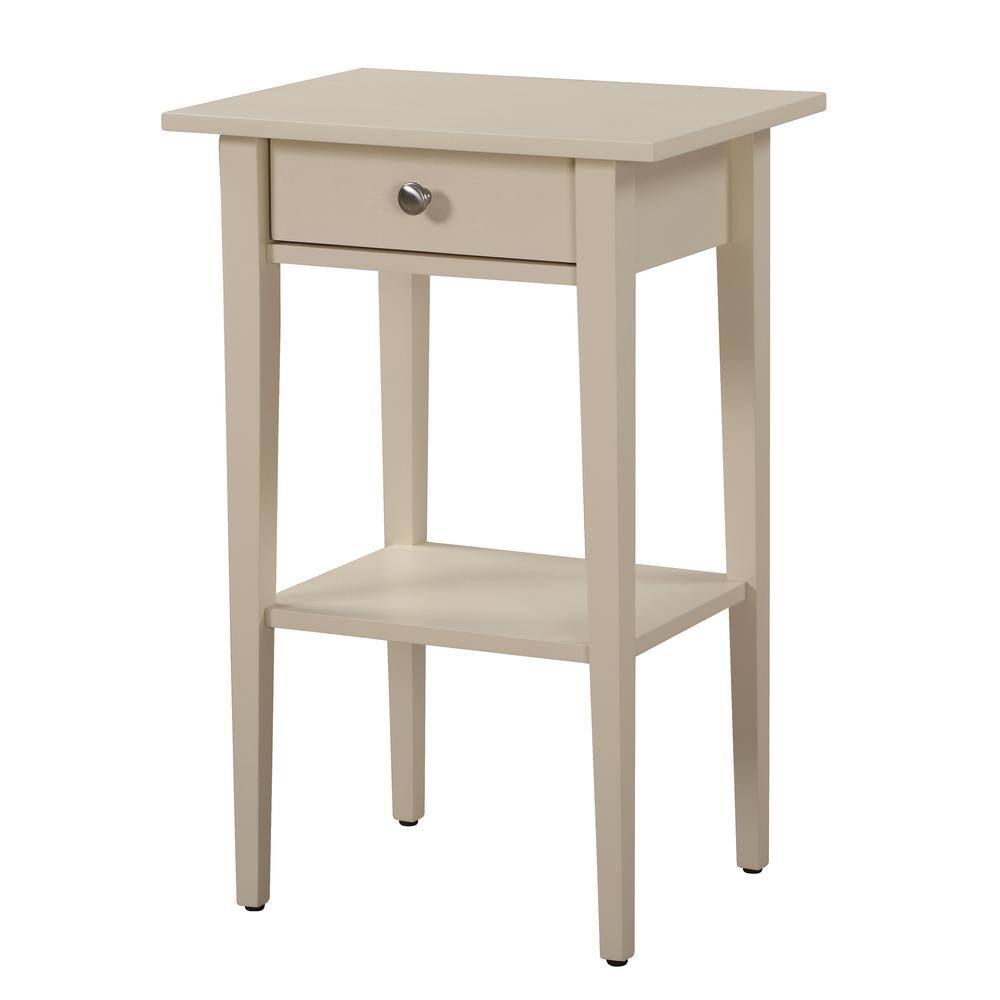 Dalton Beige Modern Nightstand with Open Storage Shelf