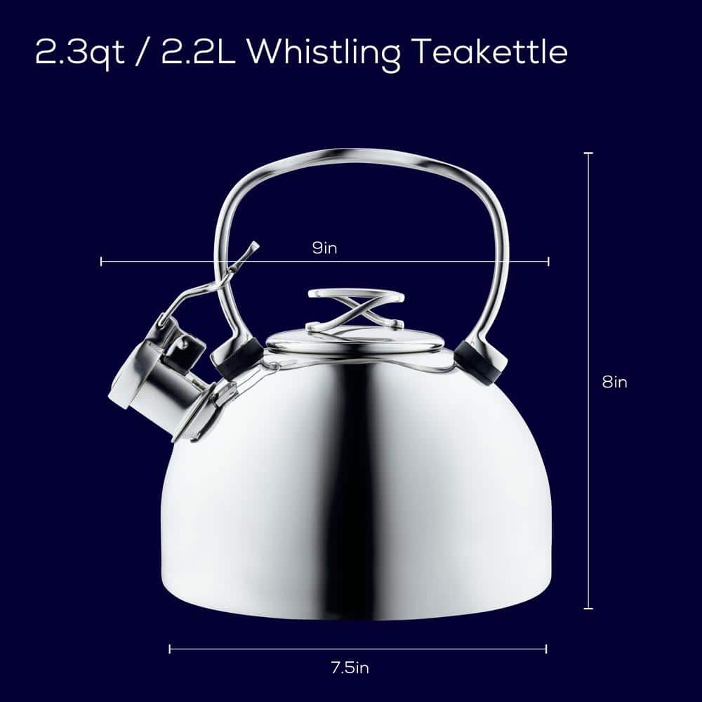 Circulon Silver Stainless Steel 2.3-Quart Whistling Teakettle
