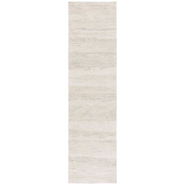 Ebony 2 ft. x 9 ft. Light Gray/Beige Abstract Striped Runner Rug