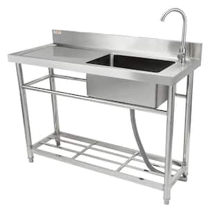 47.2 x 19.7 x 37.4 in. Stainless Steel Utility Sink Commercial Single Bowl Sinks, NSF Certified