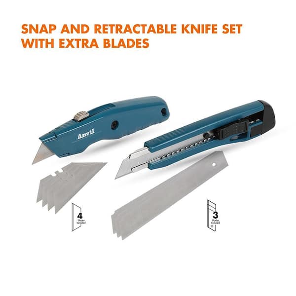 Anvil Snap and Retractable Utility Knife Set with Extra Blades
