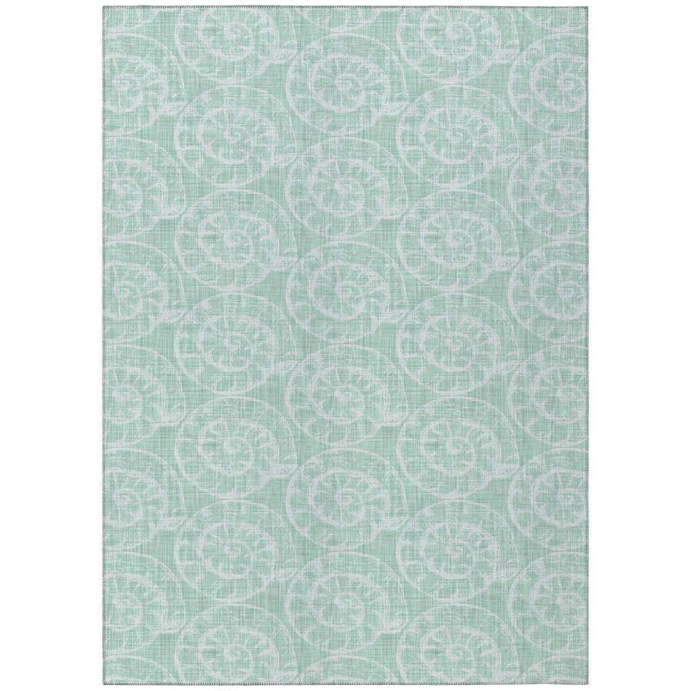 Surfside Green 3 ft. x 5 ft. Geometric Indoor/Outdoor Area Rug
