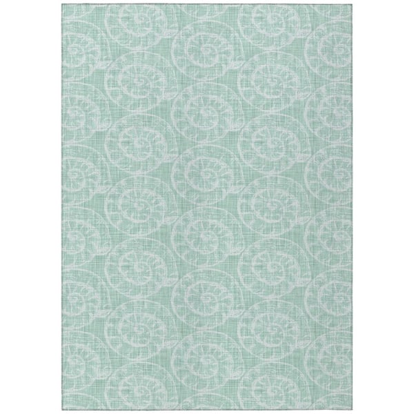 Surfside Green 9 ft. x 12 ft. Geometric Indoor/Outdoor Area Rug