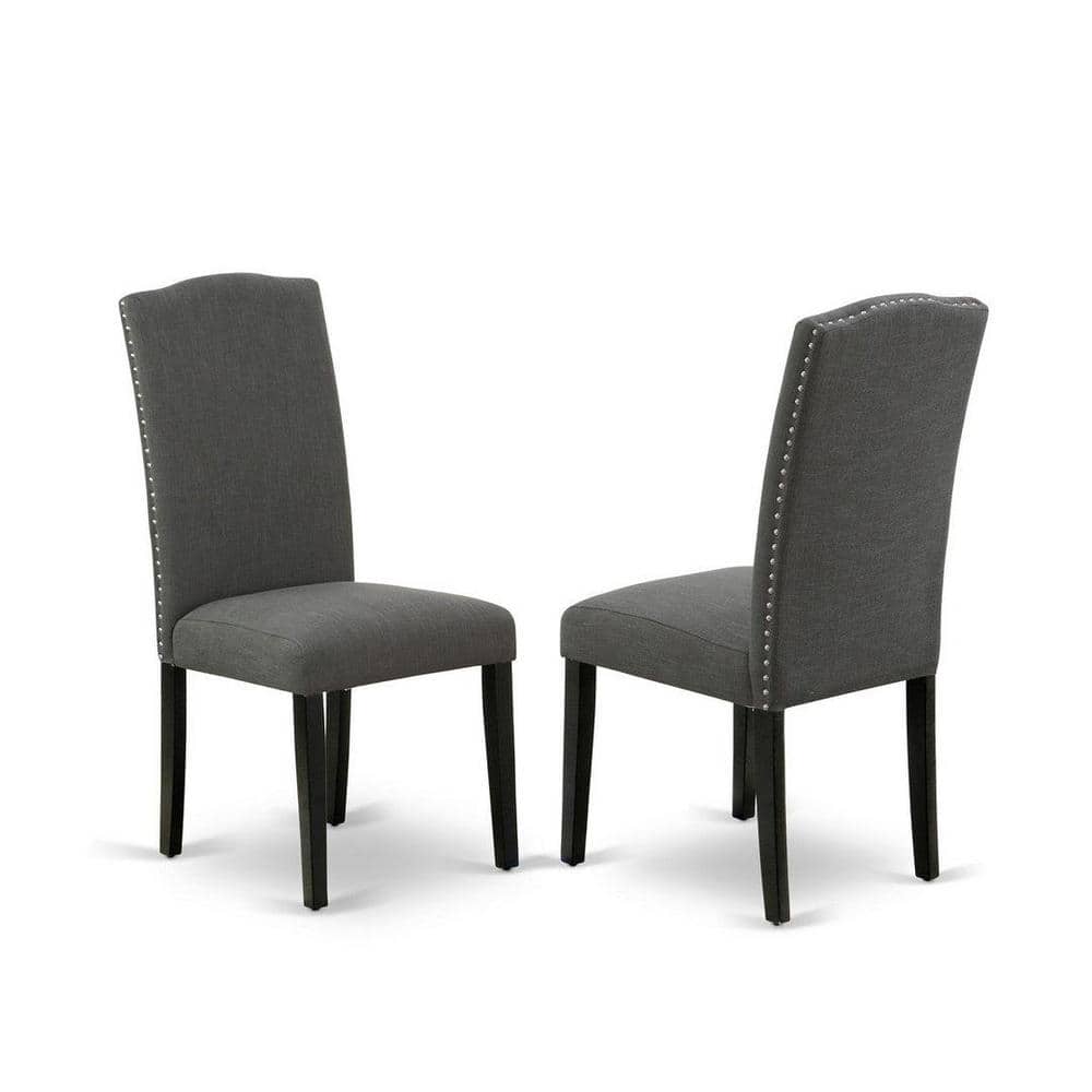 Modern Gotham Grey Linen and Black Rubberwood 3-Piece Dining Set