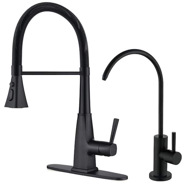 ruiling 3-Mode Spray Single Handle Pull Down Sprayer Kitchen Faucet with Beverage Faucet in Matte Black
