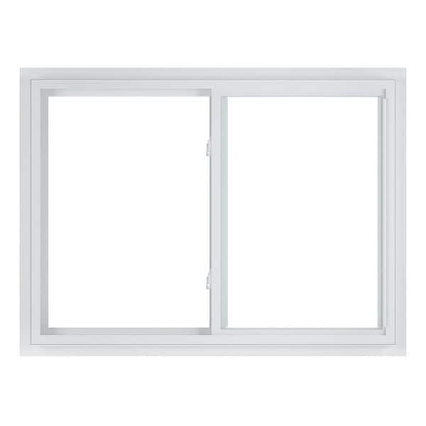 American Craftsman 48 in. x 35 in. 50 Series White Sliding Low-E Argon Glass Vinyl Fin Window, Screen Incl