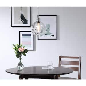 Timeless Home Eduardo 1-Light Pendant in Chrome with 8 in. W x 7.5 in. H Clear Glass Shade