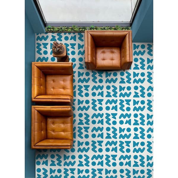 Teal Coral Swiggle Pattern Vinyl
