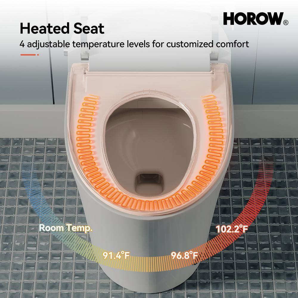 Elongated White Electric Dual Flush Smart Bidet Toilet
