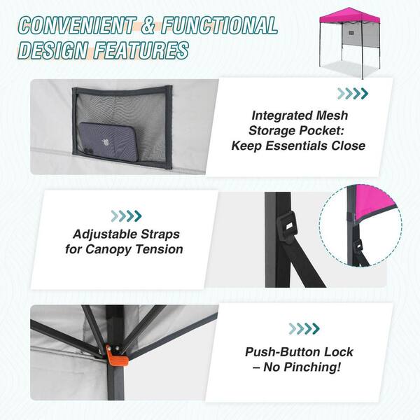 PonPon　e④ EAGLE PEAK 6 ft. x 4 ft. Instant Pop Up Canopy with Sun Wall