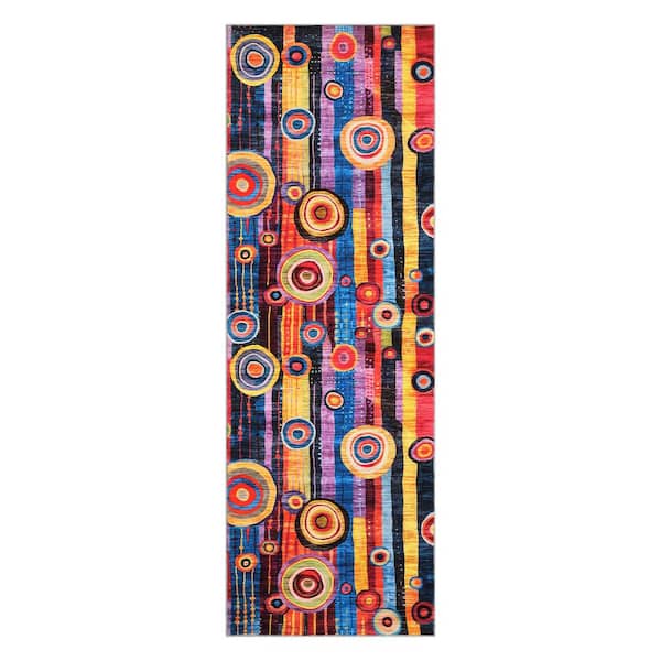 Garvee Modern Abstract Printed Rug Living Room Decorative Rug Washable Rug Anti-fouling Non-slip Colorful 2X6ft
