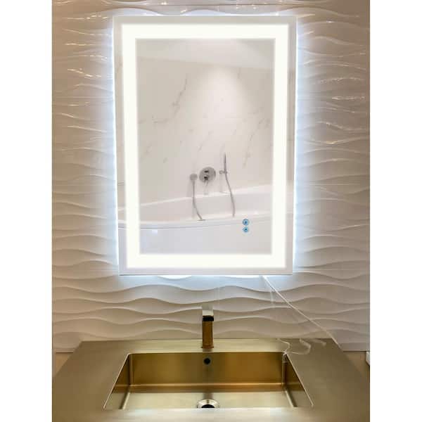 Dyconn Edison 30 in. W x 36 in. H Frameless Rectangular LED Light Bathroom Vanity Mirror