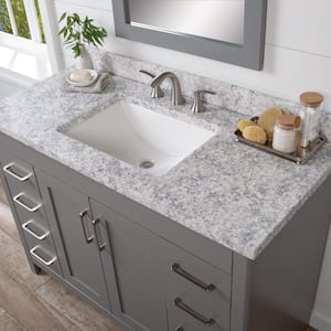 49 in. W x 22 in. D Cultured Marble White Rectangular Single Sink Vanity Top in Bianco Antico