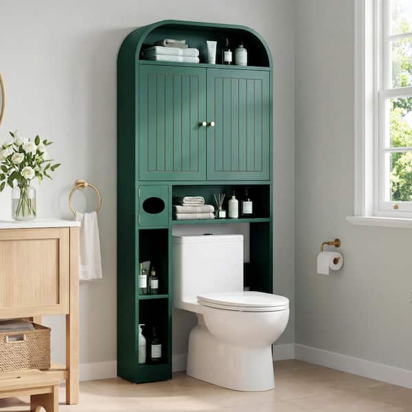 67.72 in. H Arc Shape Green Bathroom Etageres and Space Savers with Toilet Paper Box over the Toilet