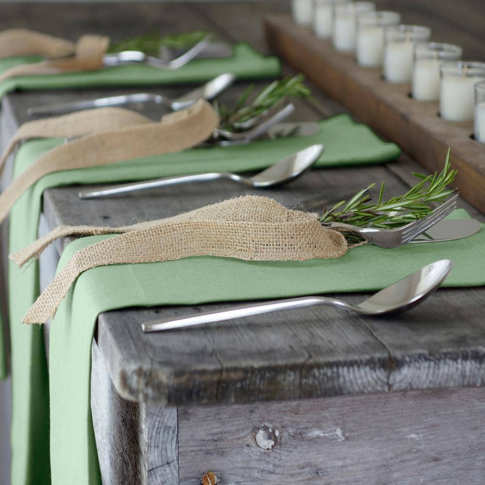 Green Linen Box-Shaped Table Tissue Set of Four