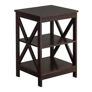15.75 in. Rectangle MDF Top End Side Table Storage Shelf Brown Color